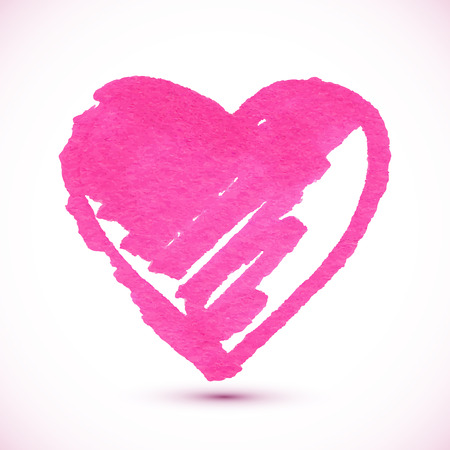 Pink isolated vector marker painted textured heartのイラスト素材
