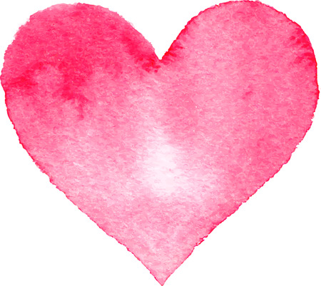 Watercolor painted pink heart のイラスト素材