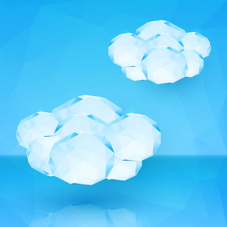 White crystal vector clouds on blue backgroundのイラスト素材