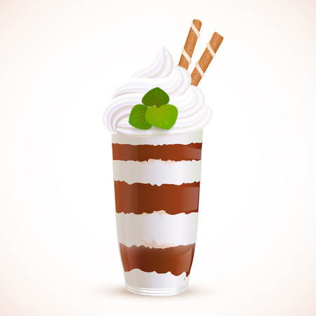Soft ice cream dessert with chocolate, vector illustrationのイラスト素材