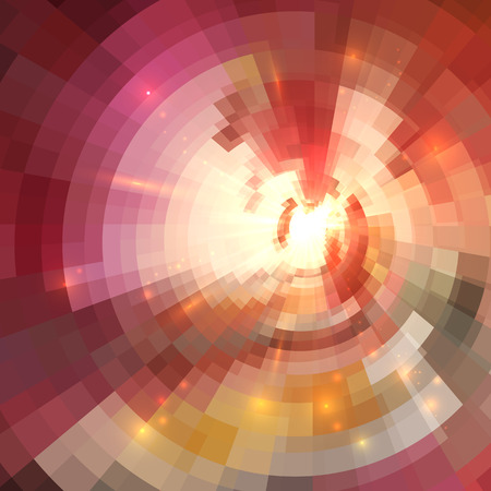 Abstract red shining circle tunnel lined backgroundのイラスト素材