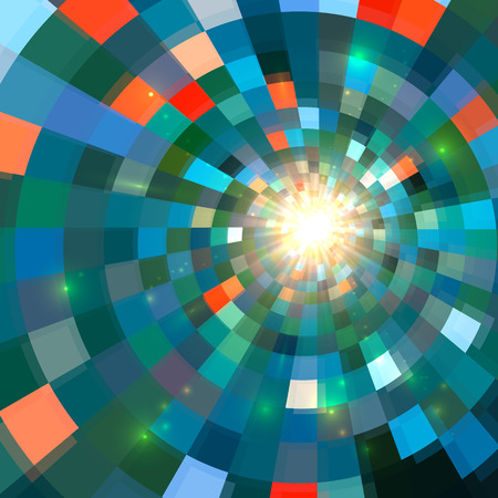 Abstract red shining circle tunnel lined backgroundのイラスト素材
