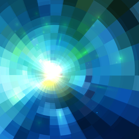 Abstract blue shining circle tunnel lined vector backgroundのイラスト素材