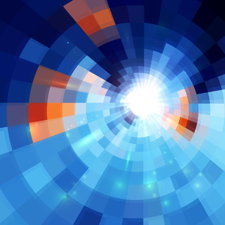 Blue abstract concentric mosaic tiles vector backgroundのイラスト素材