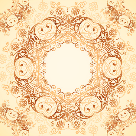 Ornate vintage vector seamless pattern in mehndi styleのイラスト素材