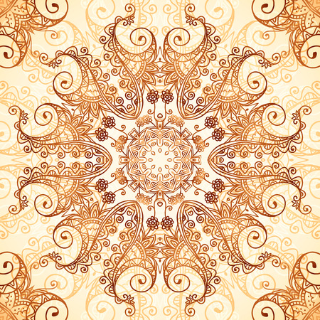 Ornate vintage circle vector seamless pattern in mehndi styleのイラスト素材
