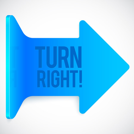 Blue realistic plastic turn right vector arrow iconのイラスト素材