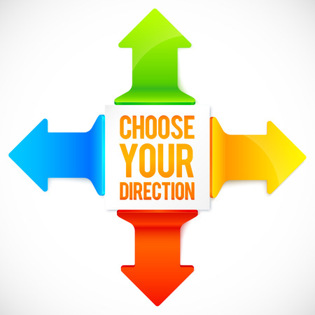 Colorful four directions vector arrows set with bannerのイラスト素材