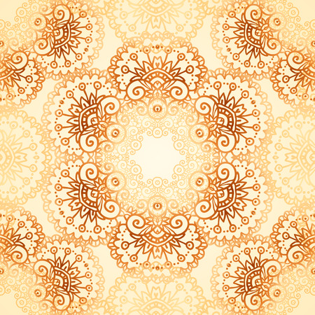 Ornate vintage circle vector seamless pattern in mehndi styleのイラスト素材