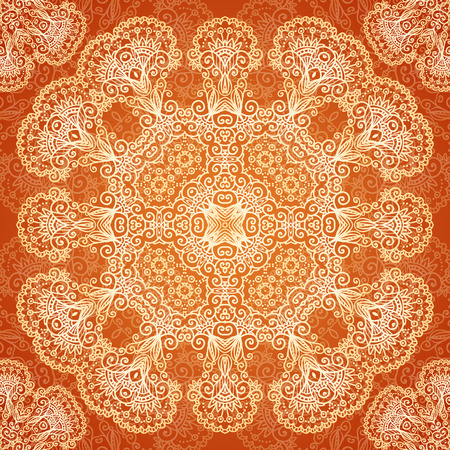 Ornate vintage circle vector seamless pattern in mehndi styleのイラスト素材