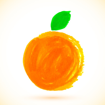 Bright watercolor marker painted orange, vector illustrationのイラスト素材