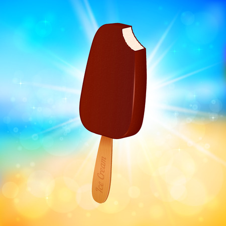 Vector chocolate ice-cream at sunny blurred backgroundのイラスト素材