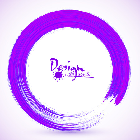 Violet paintbrush textured acrylic circle vector frameのイラスト素材