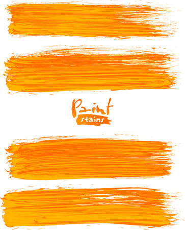 Bright orange acrylic brush strokes, vector elements for your designのイラスト素材