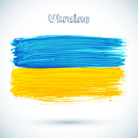 Painted Ukraine flag, yellow and blue colors, vector illustrationのイラスト素材