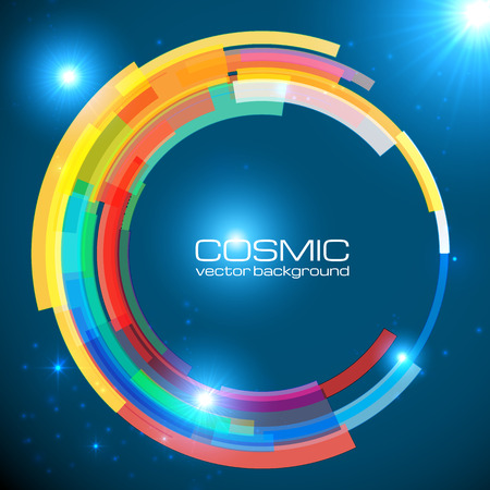 Abstract cosmic shining colorful vector circle frameのイラスト素材