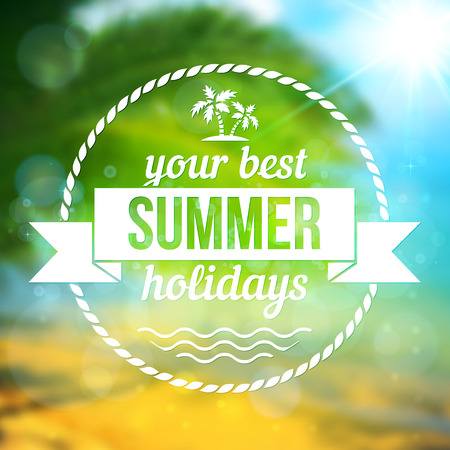 Summer tropical vector background with text badgeのイラスト素材