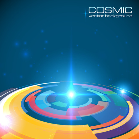 Cosmic colorful shining disc abstract vector backgroundのイラスト素材