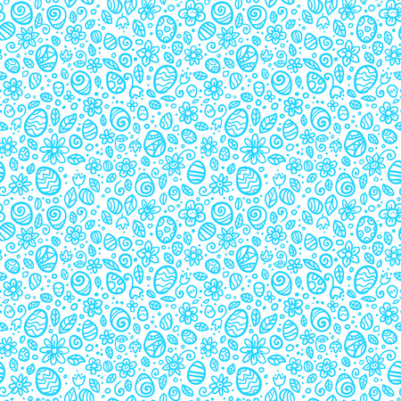 Blue and white Easter eggs vector seamless patternのイラスト素材
