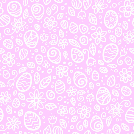 Pink and white Easter eggs vector seamless patternのイラスト素材