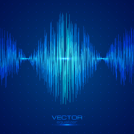 Blue vector techno sound wave abstract equalizerのイラスト素材