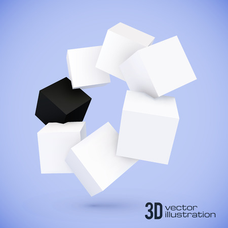 White and black cubes vector circleのイラスト素材