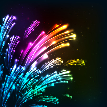 Rainbow colors neon vector fireworksのイラスト素材