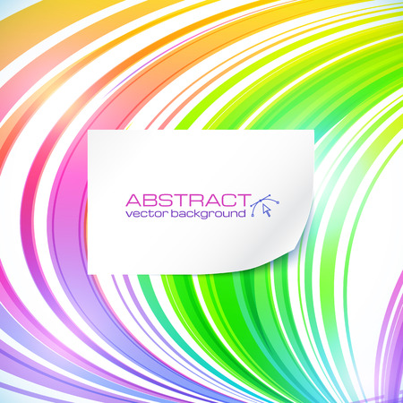 Rainbow abstract lines background with white stickerのイラスト素材
