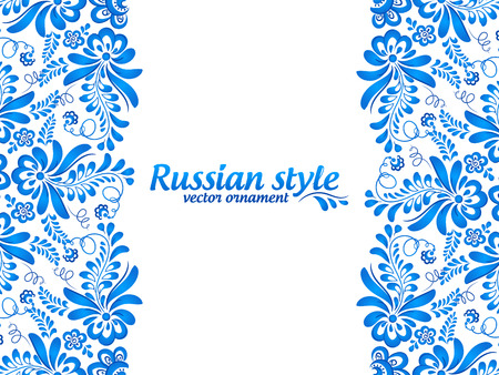 Blue floral ornament in Russian gzhel styleのイラスト素材