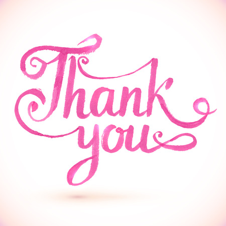 Pink vector Thank you hand-drawn signのイラスト素材