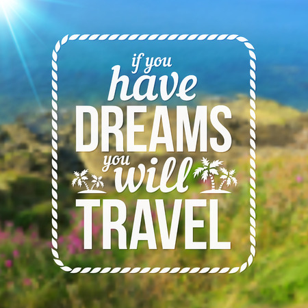 Typography travel design on blurred photo backgroundのイラスト素材