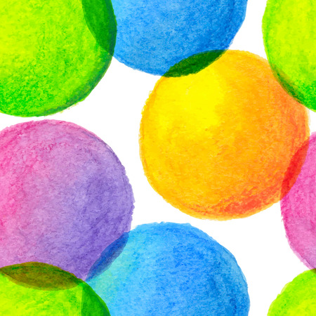 Bright rainbow colors watercolor painted circles seamless patternのイラスト素材