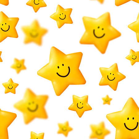 Happy yellow stars vector seamless patternのイラスト素材