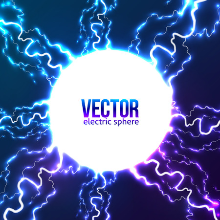 Shining electric lightning white circle frameのイラスト素材