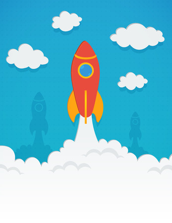 Vector rocket startup concept in flat styleの写真素材