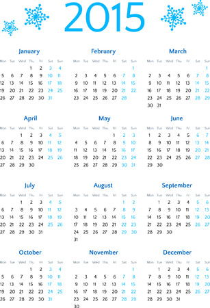 Simple 2015 year European calendar gridのイラスト素材