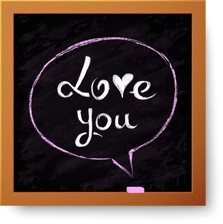 Realistic vector black chalkboard with hand-drawn speech bubbleのイラスト素材