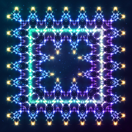 Electric lightnings vector kaleidoscope shining lights frameのイラスト素材