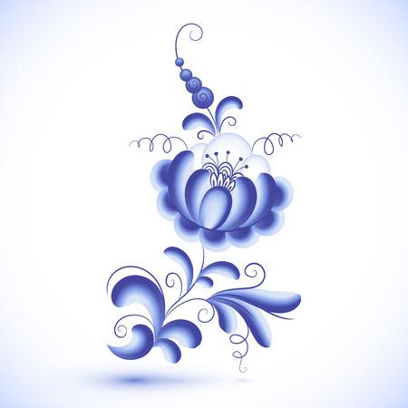 Blue floral element in gzhel styleのイラスト素材