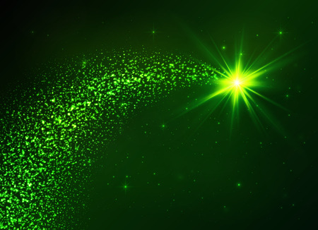 Green vector flying star with dust tailのイラスト素材