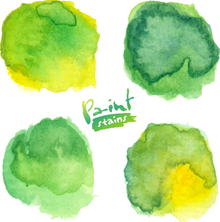 Green watercolor painted vector stains setのイラスト素材