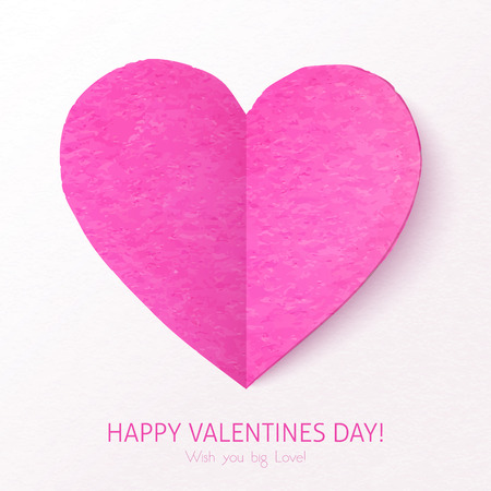 Pink textured folded vector heartのイラスト素材