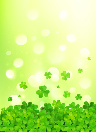 Light green vector background with cloversのイラスト素材