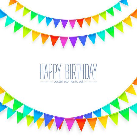 Vivid colors rainbow flags garlands vector set isolated on white backgroundのイラスト素材