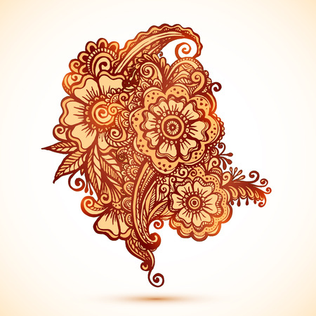 Hand-drawn ornaments set in Indian mehndi styleのイラスト素材