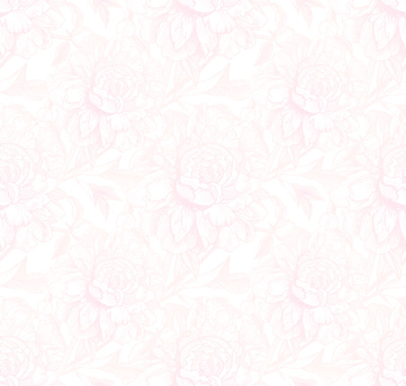 Vintage style vector peonies light pink seamless patternのイラスト素材