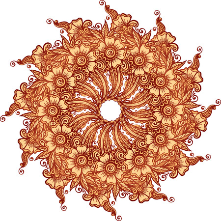 Indian mehndi henna tattoo style vector mandalaのイラスト素材