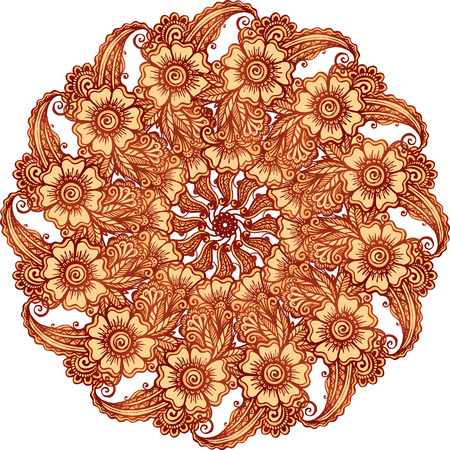 Indian mehndi henna tattoo style vector mandalaのイラスト素材