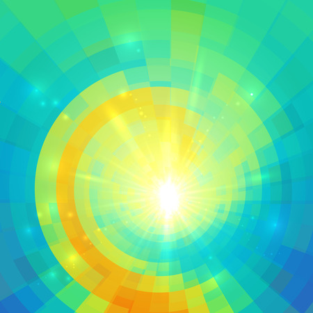 Abstract blue spiral technology concentric mosaic vector backgroundのイラスト素材