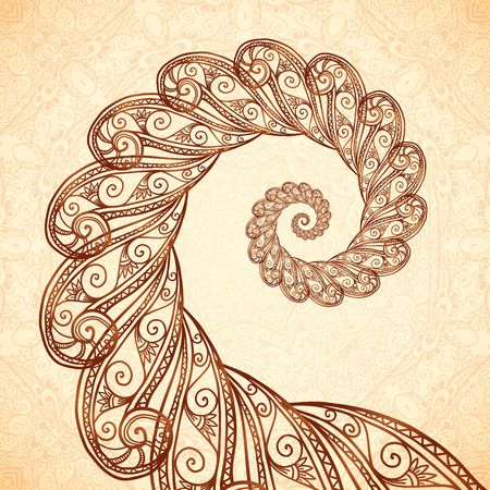 Vector fractal doodle spiral in henna tattoo styleのイラスト素材